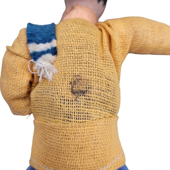 Souvenir Mexican Dolls Traditional Clothing Couple Hand Painted Faces Two 1940s - Picture 8 of 8